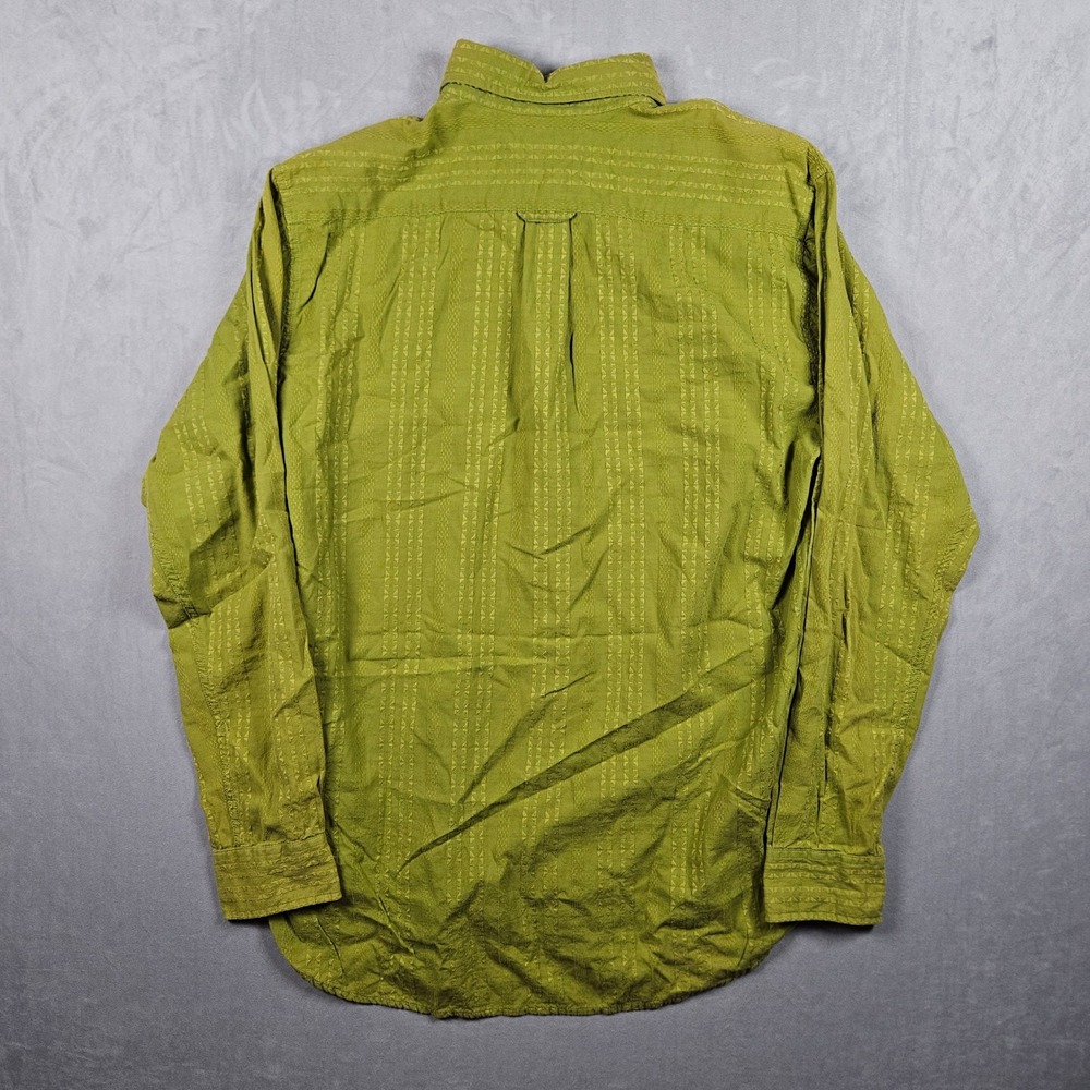 Vintage Lucky Brand  Shirt Mens Lare Green Textured Stripe Button Down 90s - Picture 3 of 11